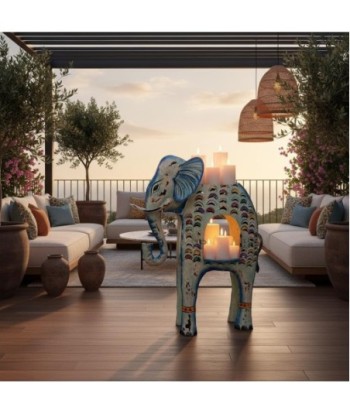 Elefante Portavelas L de Hojalata - Decorativo y Colorido
