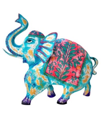 Figura de Elefante de Hojalata Colorido con Estilo Artesanal