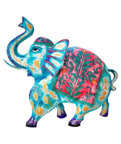 Figura de Elefante de Hojalata Colorido con Estilo Artesanal