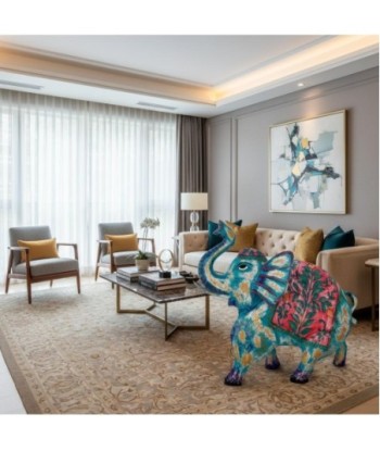 Figura de Elefante de Hojalata Colorido con Estilo Artesanal