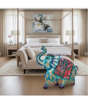 Figura de Elefante de Hojalata Colorido con Estilo Artesanal