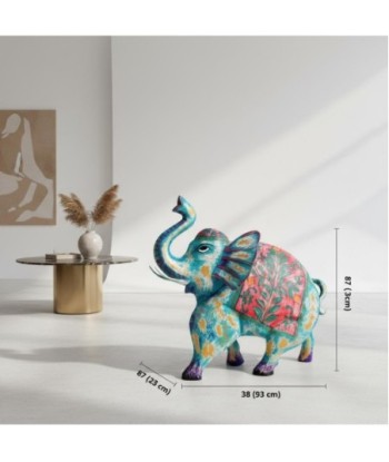 Figura de Elefante de Hojalata Colorido con Estilo Artesanal