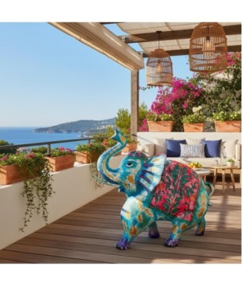 Figura de Elefante de Hojalata Colorido con Estilo Artesanal