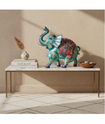 Figura de Elefante de Hojalata Colorido con Estilo Artesanal