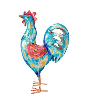 Figura de Gallo S de Hojalata - Decoración Colorida para el Hogar