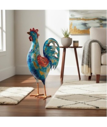 Figura de Gallo S de Hojalata - Decoración Colorida para el Hogar