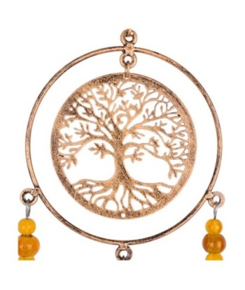 Colgante Arbol Vida de Metal con Detalles Amarillos - Decoración Natural