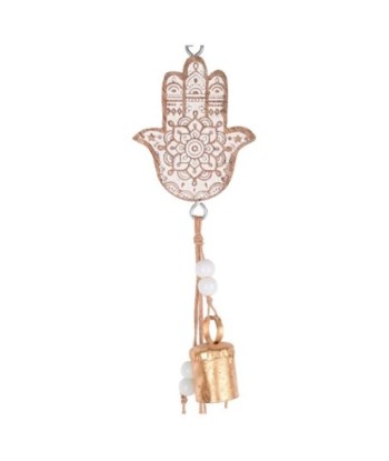 Colgante Mano Fatima de Madera con Detalles en Oro - Decoración Elegante para el Hogar