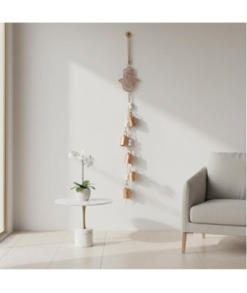 Colgante Mano Fatima de Madera con Detalles en Oro - Decoración Elegante para el Hogar