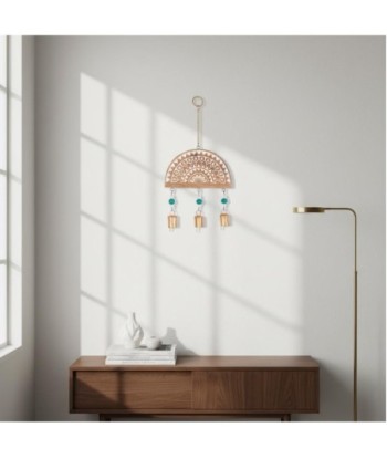 Colgante de Madera Decorativo con Diseño Étnico y Campanillas