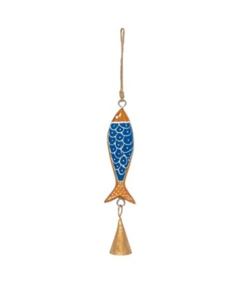 Colgante Pez de Madera Decorativa Azul con Detalles Artísticos