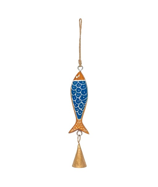 Colgante Pez de Madera Decorativa Azul con Detalles Artísticos