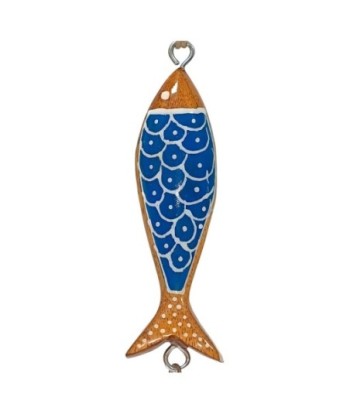 Colgante Pez de Madera Decorativa Azul con Detalles Artísticos