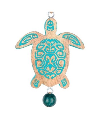 Colgante Tortuga de Madera con Detalles Turquesa y Béis
