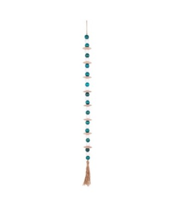 Colgante de Madera con Esferas Turquesas y Beiges para Decoración