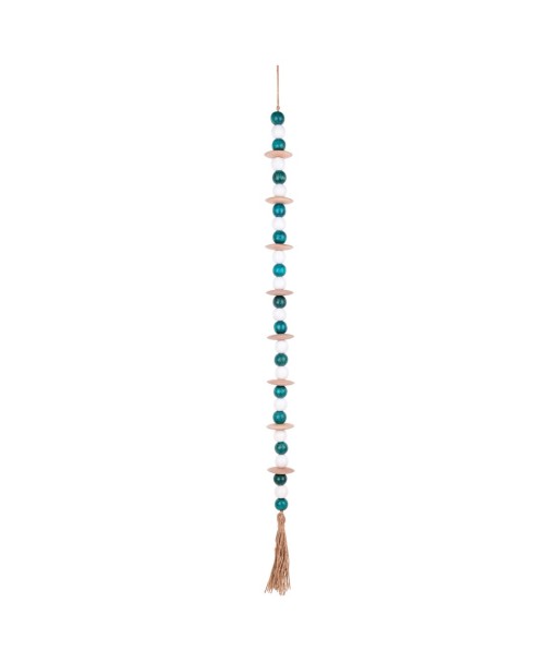 Colgante de Madera con Esferas Turquesas y Beiges para Decoración