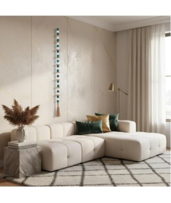 Colgante de Madera con Esferas Turquesas y Beiges para Decoración