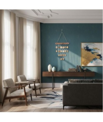 Colgante de metal con cuentas azules, estilo bohemio y artesanal