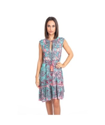 Vestido Corto Azul Estampado para Mujer - Moda Isla Bonita - Ropa de Verano Elegante y Fresca - Perfecto para