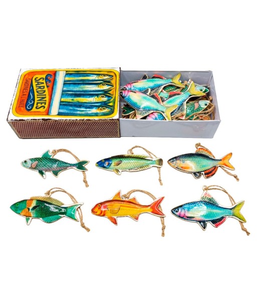 Colgante 6U de Metal Decorativo para Pared con Diseño de Peces Coloridos