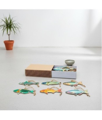 Colgante 6U de Metal Decorativo para Pared con Diseño de Peces Coloridos