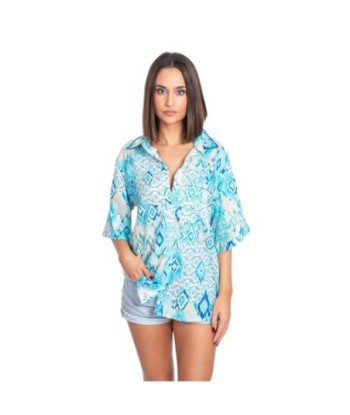 Camisa Verde Estampada para Mujer - Camisera de Algodón, Manga ¾, Ideal para Ocasiones Informales y Eventos -