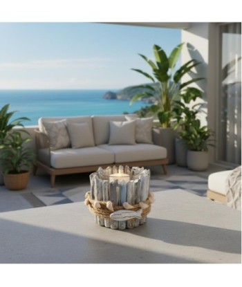Portavelas Pez de Cristal con Decoración Marinera Natural