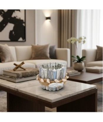 Portavelas Pez de Cristal con Decoración Marinera Natural