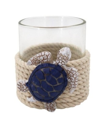 Portavelas Tortuga de Cristal con Diseño Marino - Decoración Natural