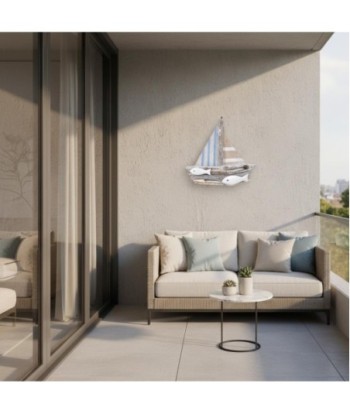 Adorno Pared Barco de MDF - Estilo Náutico para Decoración de Jardín