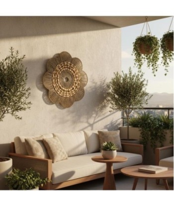 Adorno Pared Flor S de Palma y Hierba Marina - Decoración Natural para Jardín