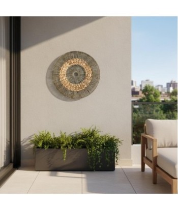 Adorno Pared Redondo L de Palma y Hierba Marina - Estilo Natural para Jardín