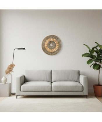 Adorno Pared Redondo de Palma y Hierba Marina - Estilo Natural para Jardín
