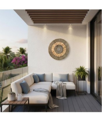 Adorno Pared Redondo de Palma y Hierba Marina - Estilo Natural para Jardín