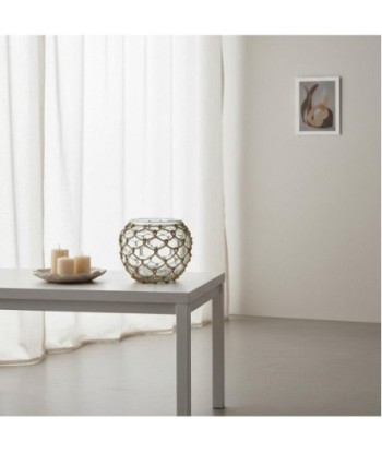 Portavelas L de Palma y Hierba Marina, Estilo Natural para Decorar