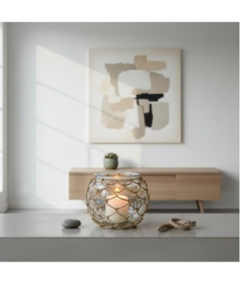 Portavelas de Palma y Hierba Marina - Decoración Natural para Interiores y Exteriores