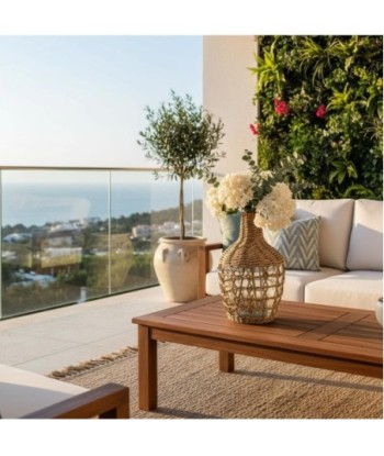 Jarrón de Palma y Hierba Marina - Estilo Natural para Decorar