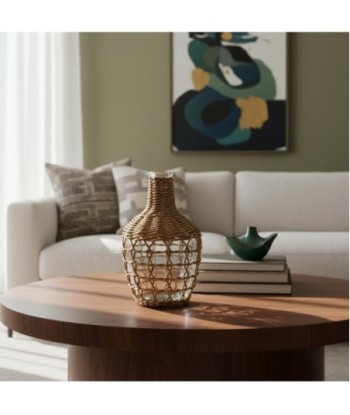 Jarrón de Palma y Hierba Marina - Estilo Natural para Decorar