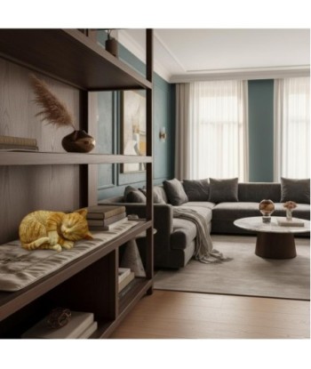 Figura de Gato Acostado de Resina - Decoración Natural y Dulce