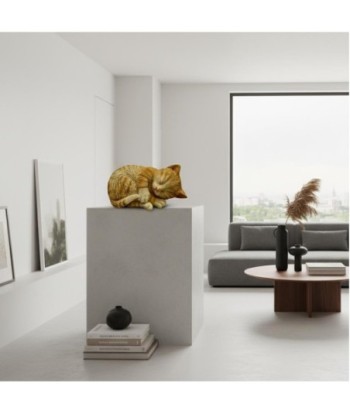 Figura de Gato Acostado de Resina - Decoración Natural y Dulce