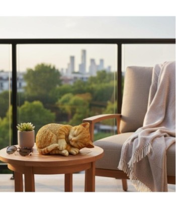 Figura de Gato Acostado de Resina - Decoración Natural y Dulce