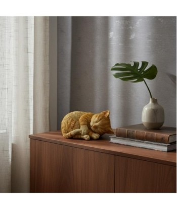 Figura de Gato Acostado de Resina - Decoración Natural y Dulce