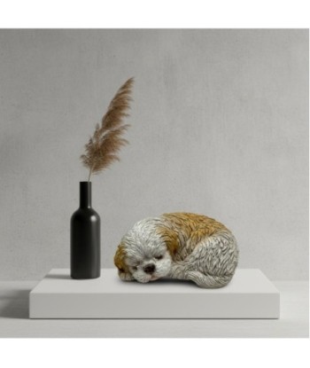 Figura de Perro Acostado de Resina - Estilo Realista para Decoración del Hogar