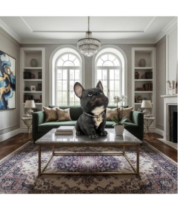 Figura de Perro Bulldog de Resina - Estilo Decorativo para el Hogar