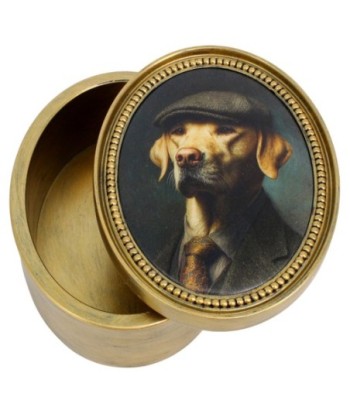 Caja de resina ovalada con diseño de perro elegante