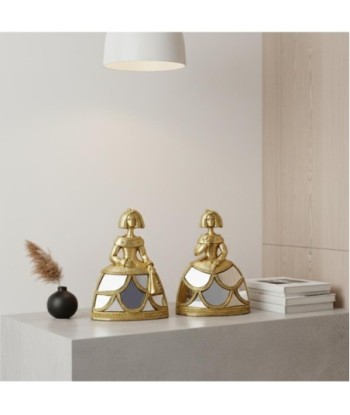 Figura Menina 2U de Resina Dorada - Decoración Elegante y Original