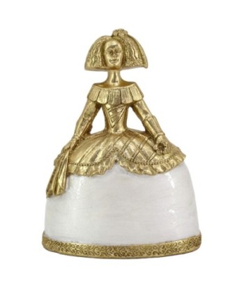 Figura Menina 2U de Resina con Detalles Dorados y Acabado Blanco