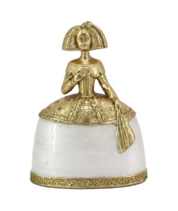 Figura Menina 2U de Resina con Detalles Dorados y Acabado Blanco