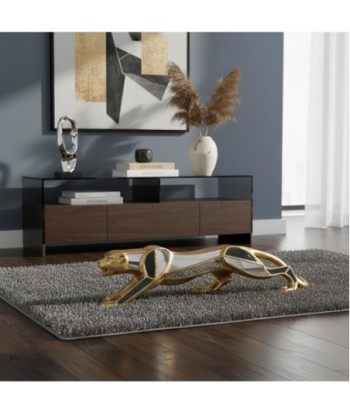 Figura de Leopardo en Resina Dorada con Detalles Espejados - NOVEDAD