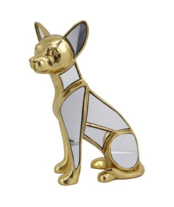 Figura de Perro Chihuahua en Resina Dorada - Decoración Moderna